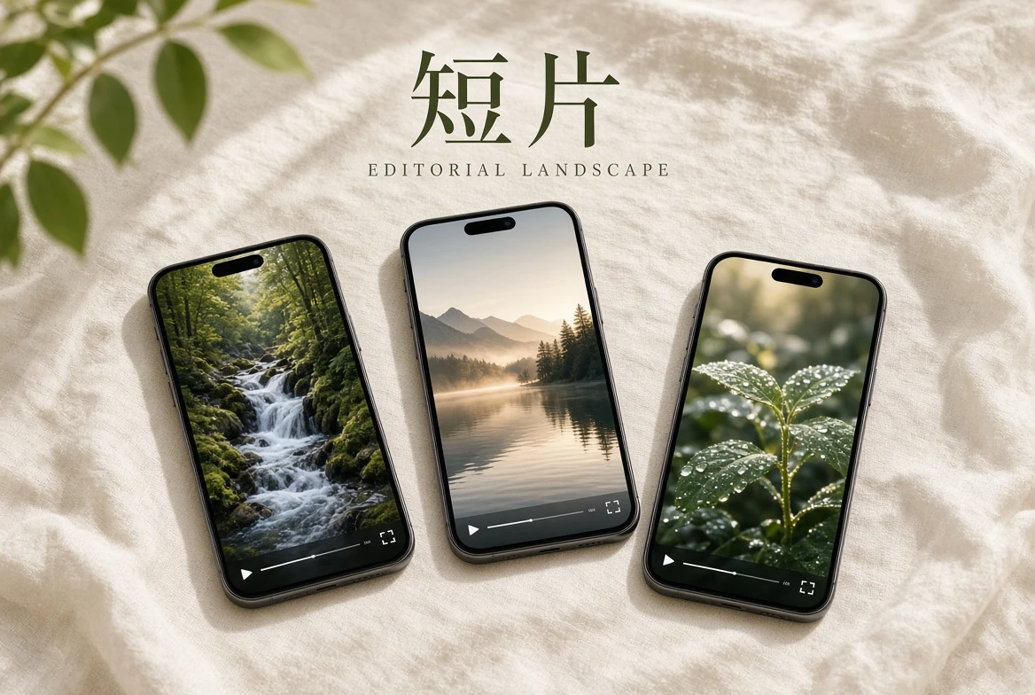 短片放映室的栏目插画的影视导览画面